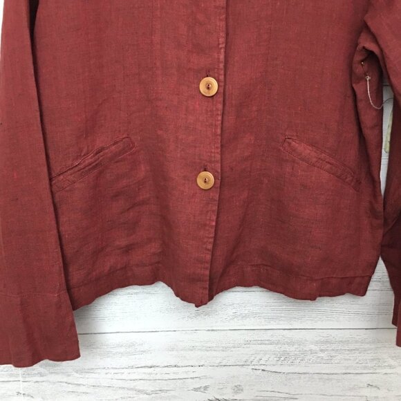 NEW Flax Women's Linen Jacket Shirt Button Front Lightweight Shacket Small - Picture 3 of 11